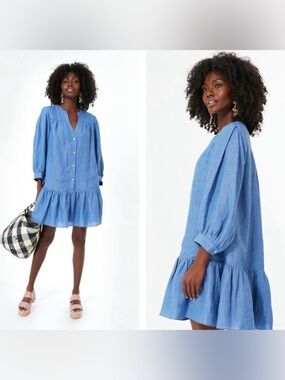 Pomander Place XL Tuckernuck Lake Blue Frankie Linen Flowy Dress